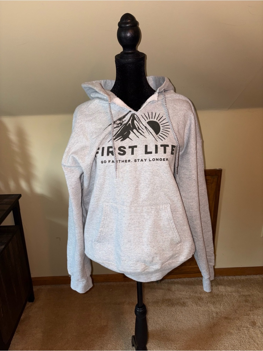 First Lite Heather Gray Mountain Logo Hoodie